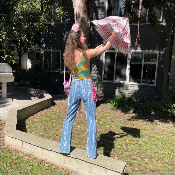 SOLD Vintage Velvet Colorful Bodysuit - Picture 13 of 13